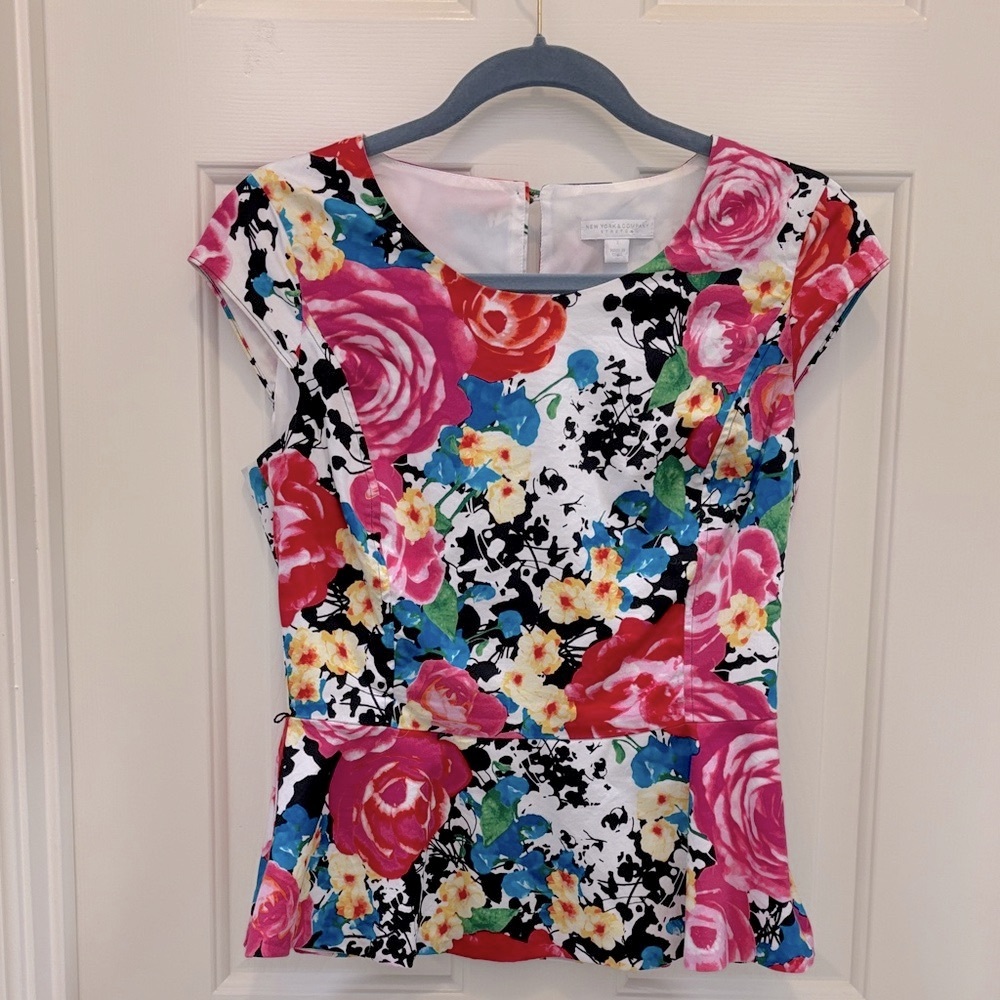 New York & Company Multicolor Floral Blouse